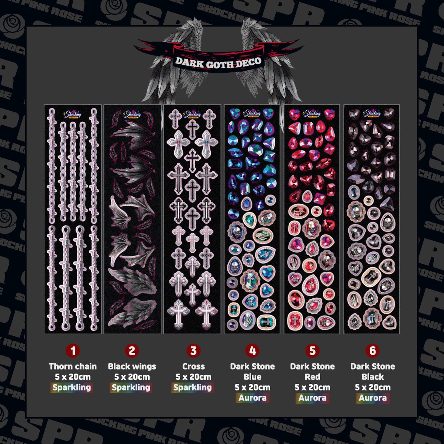 [Shocking Pink Rose] Dark Goth Deco Sticker (5 Options)