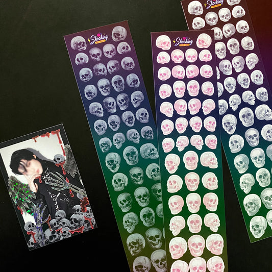 [Shocking Pink Rose] Skeleton Head Deco Sticker