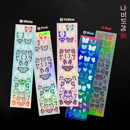 [Shocking Pink Rose] Butterfly Painting Deco Sticker (5 colors)