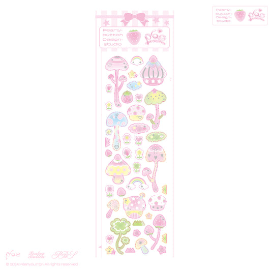 [Pearly Button] Pearly Mushroom Deco Sticker