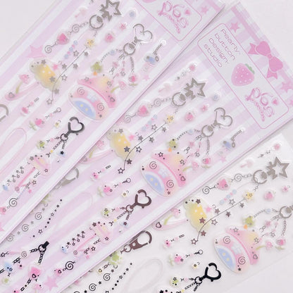 [Pearly Button] Mushroom Keyring Beads Deco Sticker Sheet