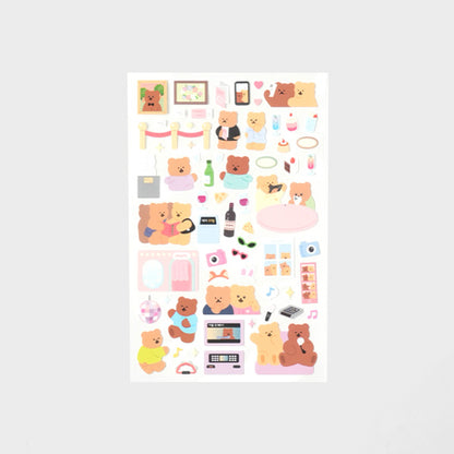 [Stationery Korea] Deco Sticker – 4 sheets (House bear, Outside bear)
