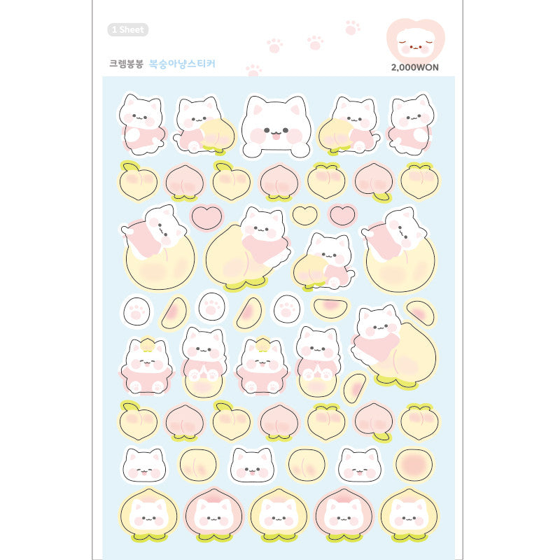 [My Mousse] Peach Cat Deco Sticker Sheet
