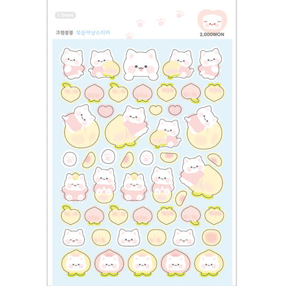 [My Mousse] Peach Cat Deco Sticker Sheet