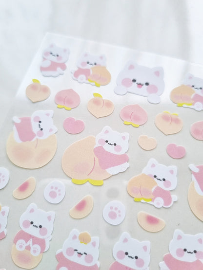 [My Mousse] Peach Cat Deco Sticker Sheet