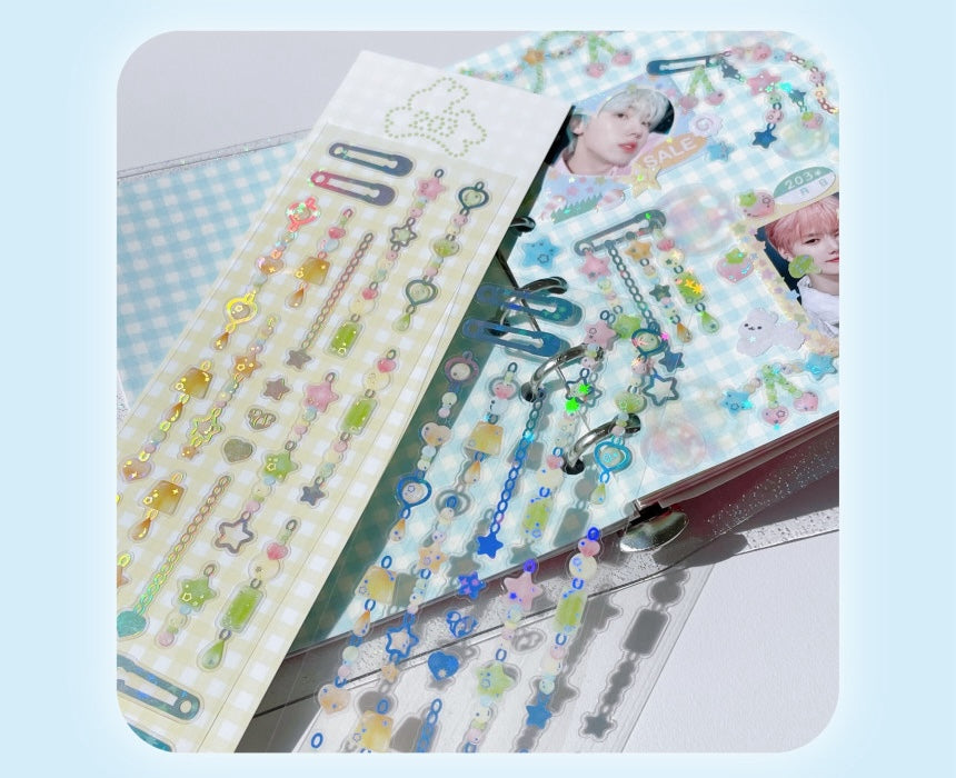 [Cherish 203] Pudding Soda Chain Deco Sticker Sheet