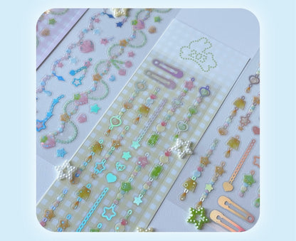 [Cherish 203] Pudding Soda Chain Deco Sticker Sheet