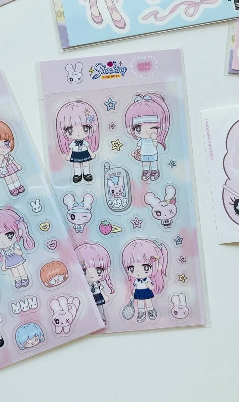 [Shocking Pink Rose] School Life Sticker Sheet – It's Deco Day