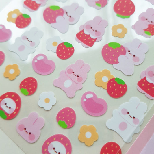 [My Mousse] Strawberry Rabbit Deco Sticker Sheet