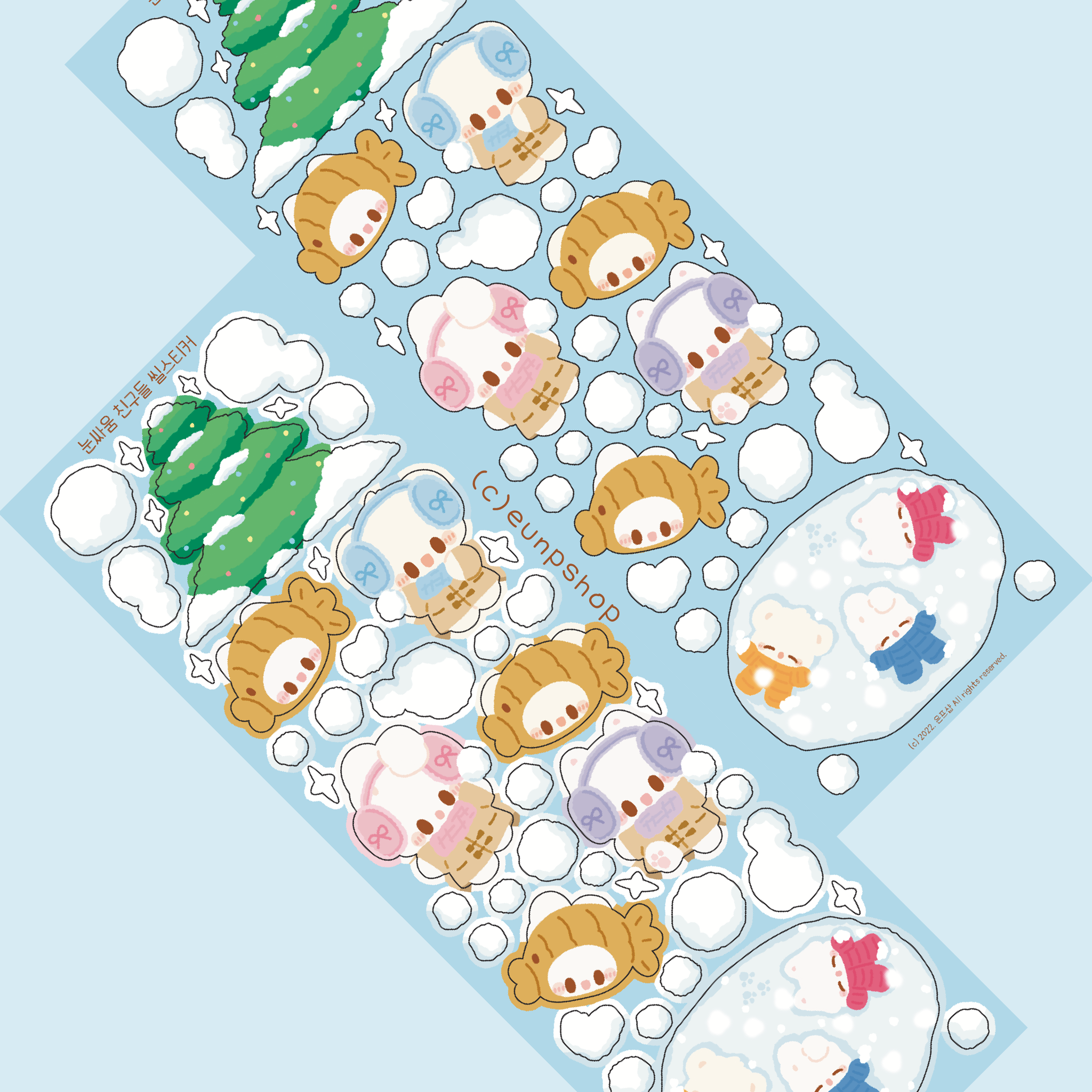 [Eunpshop] Snowball Fight Friends Character Deco Sticker – It's Deco Day