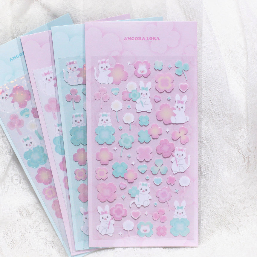 [Angora Lora] Mint Pink Clover Sticker (Matte)