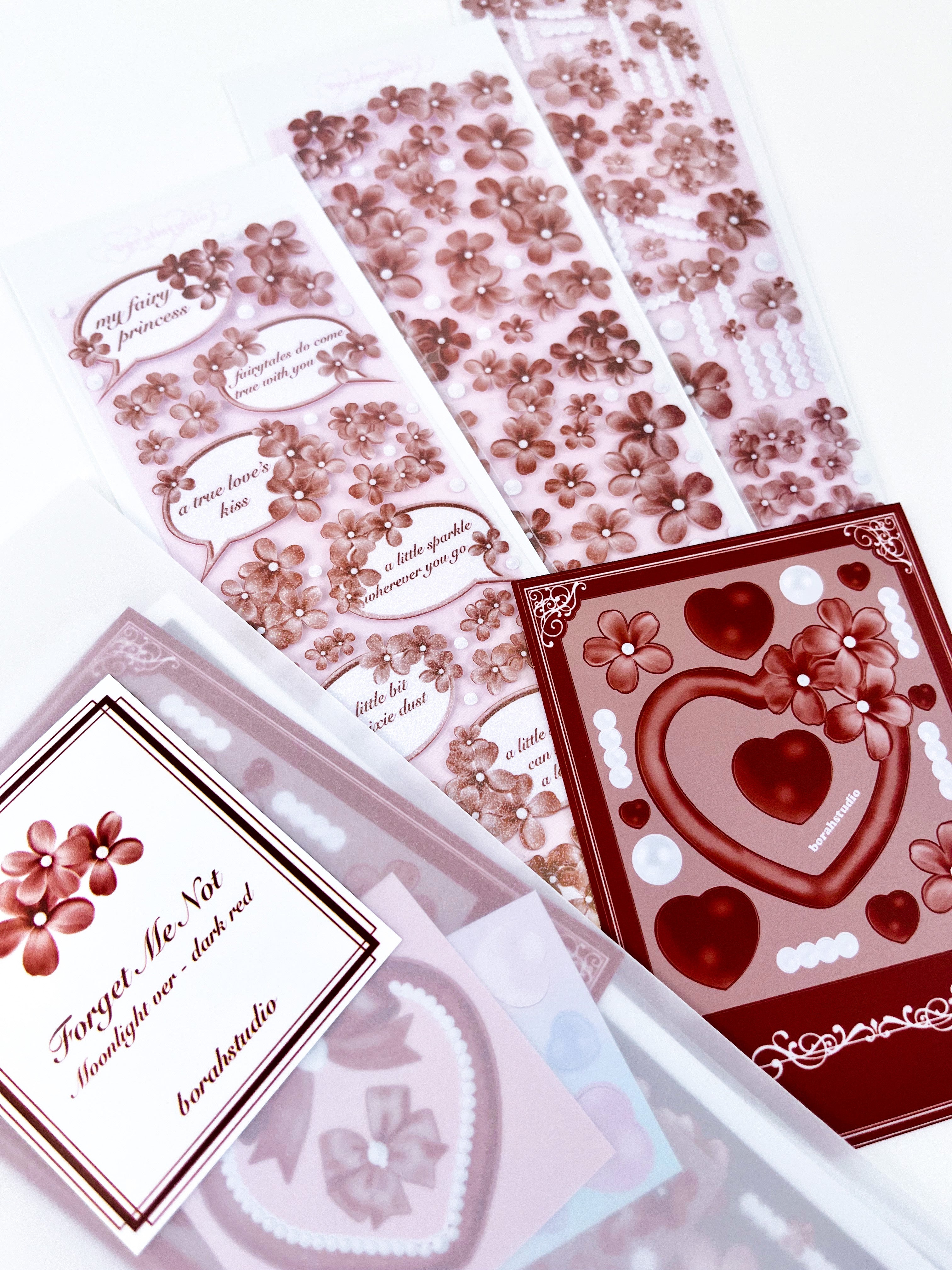 [borahstudio] Forget Me Not Sticker Pack (Dark Red) – It's Deco Day