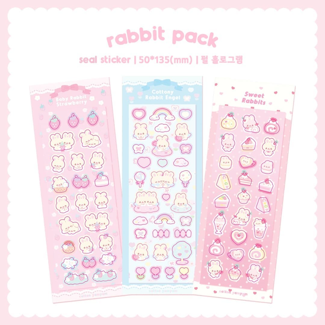 [cottonycotton] Rabbit Stickers (3 types)