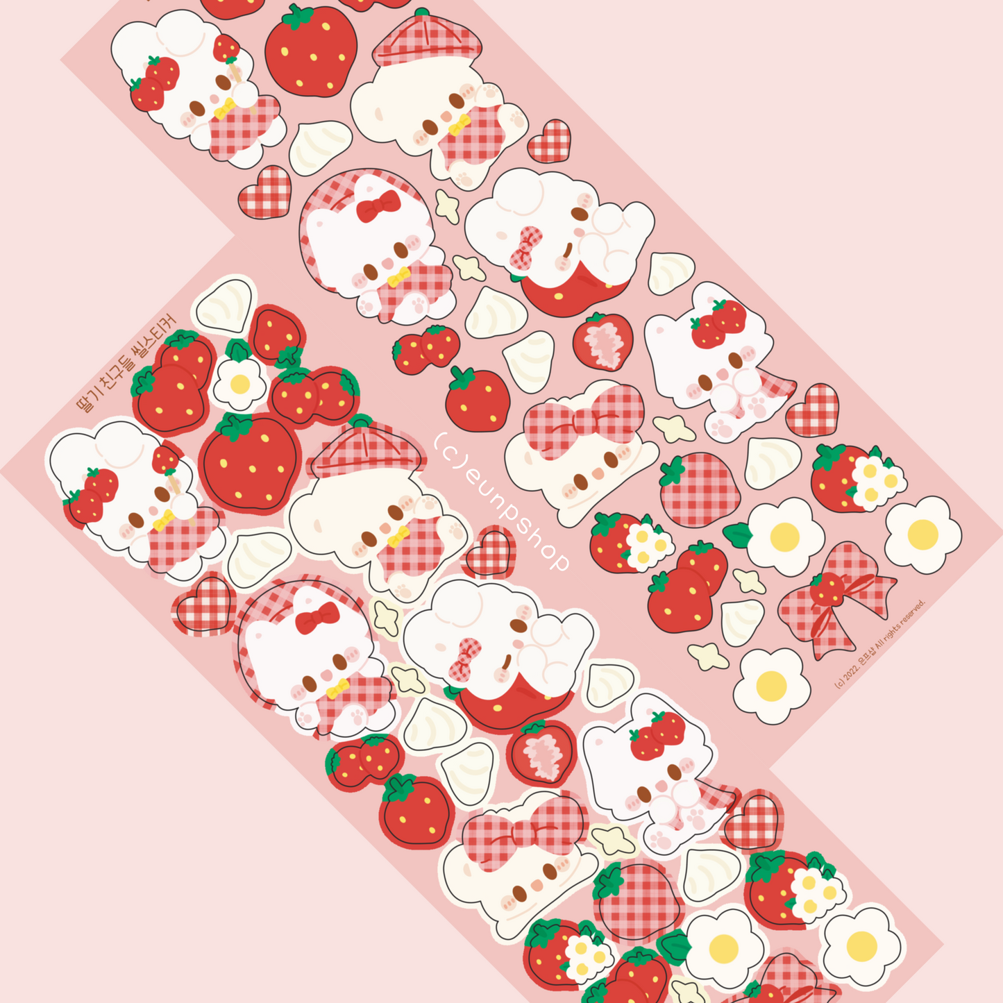 [Eunpshop] Strawberry Friends Character Deco Sticker