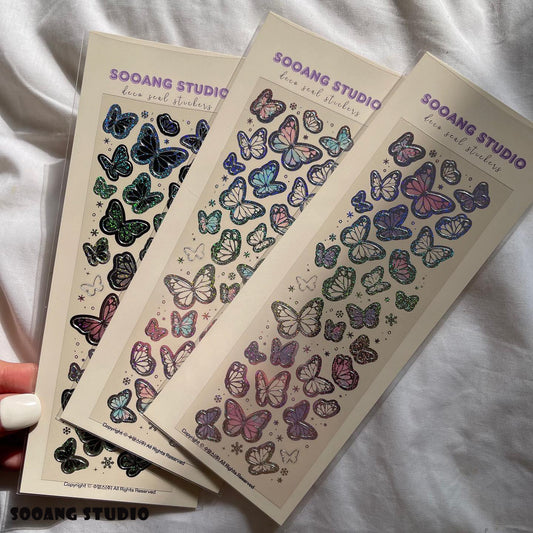 [수앙스튜디오] Sandy Holo Butterfly Seal Stickers (3 types)