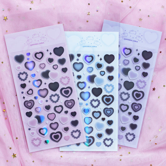 [Angora Lora] Black Heart Deco Sticker (3 colors)