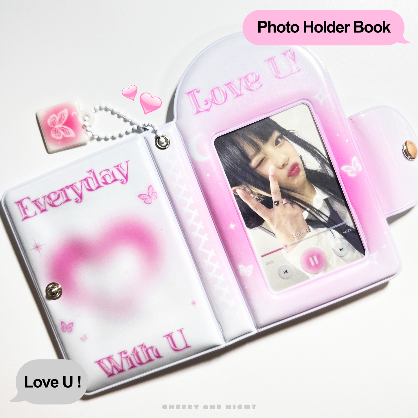 [Cherry and Night] Love U Photo Holder book (Clear photo card, Keychain)