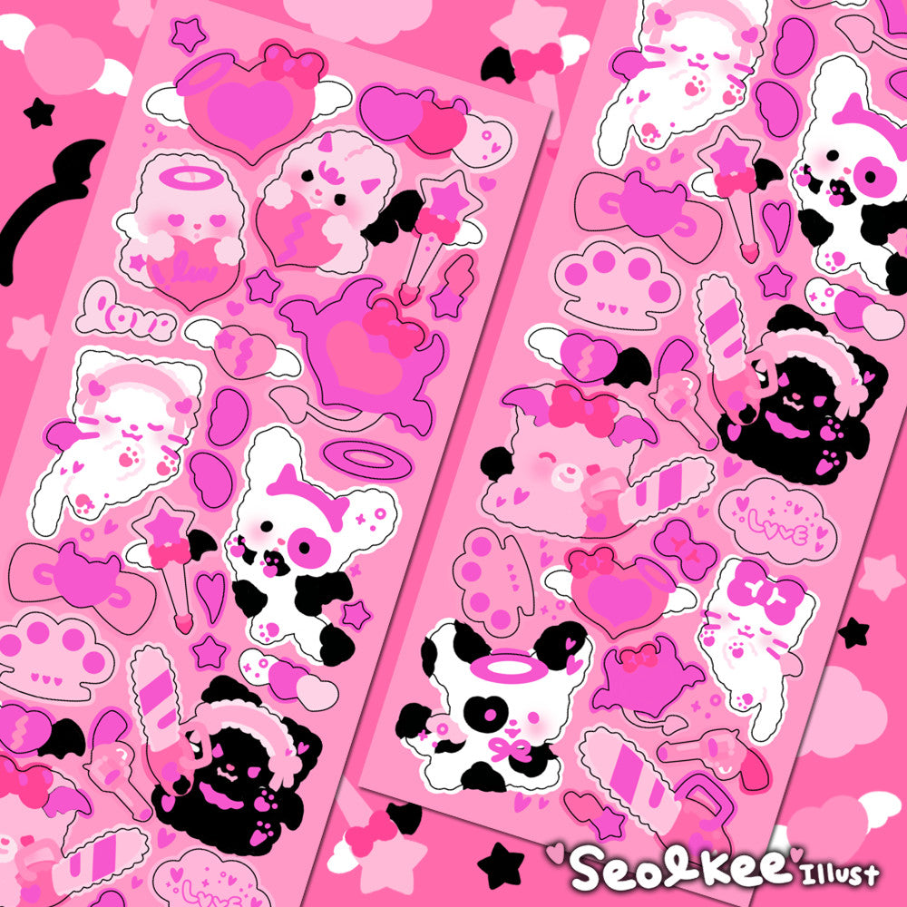 [Seolkee] Angel & Devil Pink Foil Seal Sticker