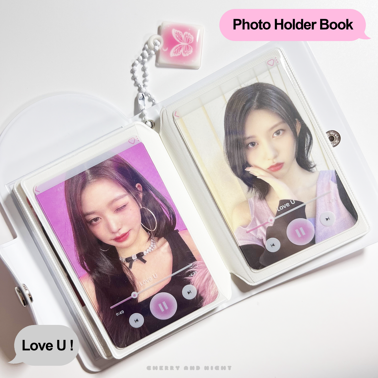 [Cherry and Night] Love U Photo Holder book (Clear photo card, Keychain)