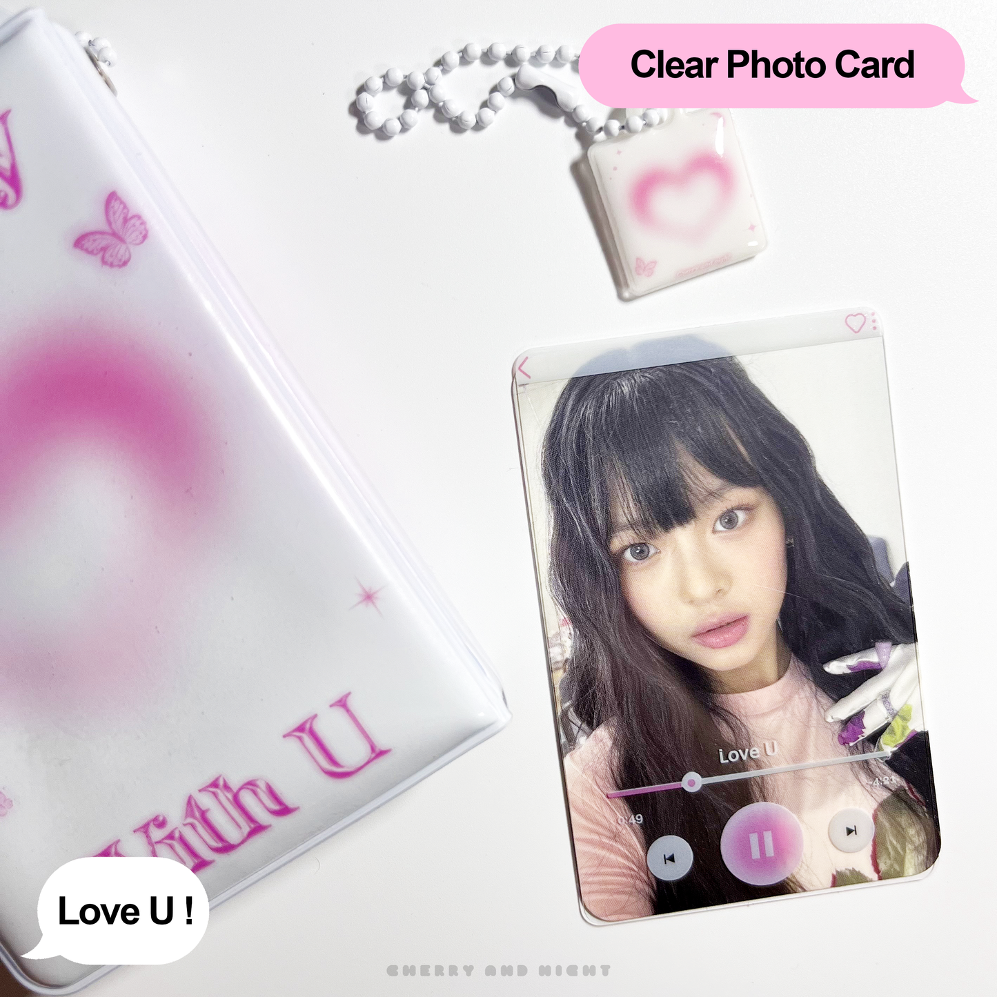 [Cherry and Night] Love U Photo Holder book (Clear photo card, Keychain)