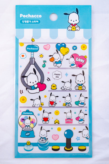 [SanrioKorea] Clear Character Toy Claw Machine Stickers (4 types)