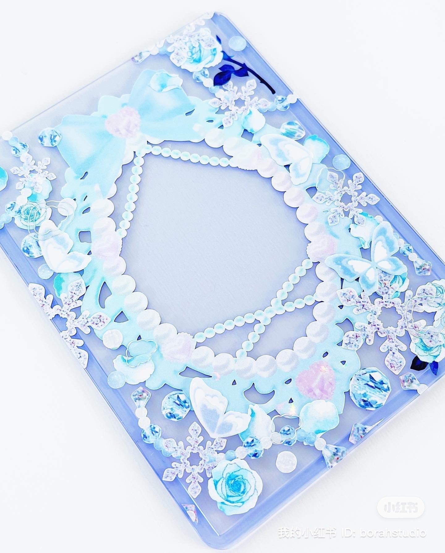borahstudio Pastel Blue Elegant Toploader Mirror Frame (B Grade)