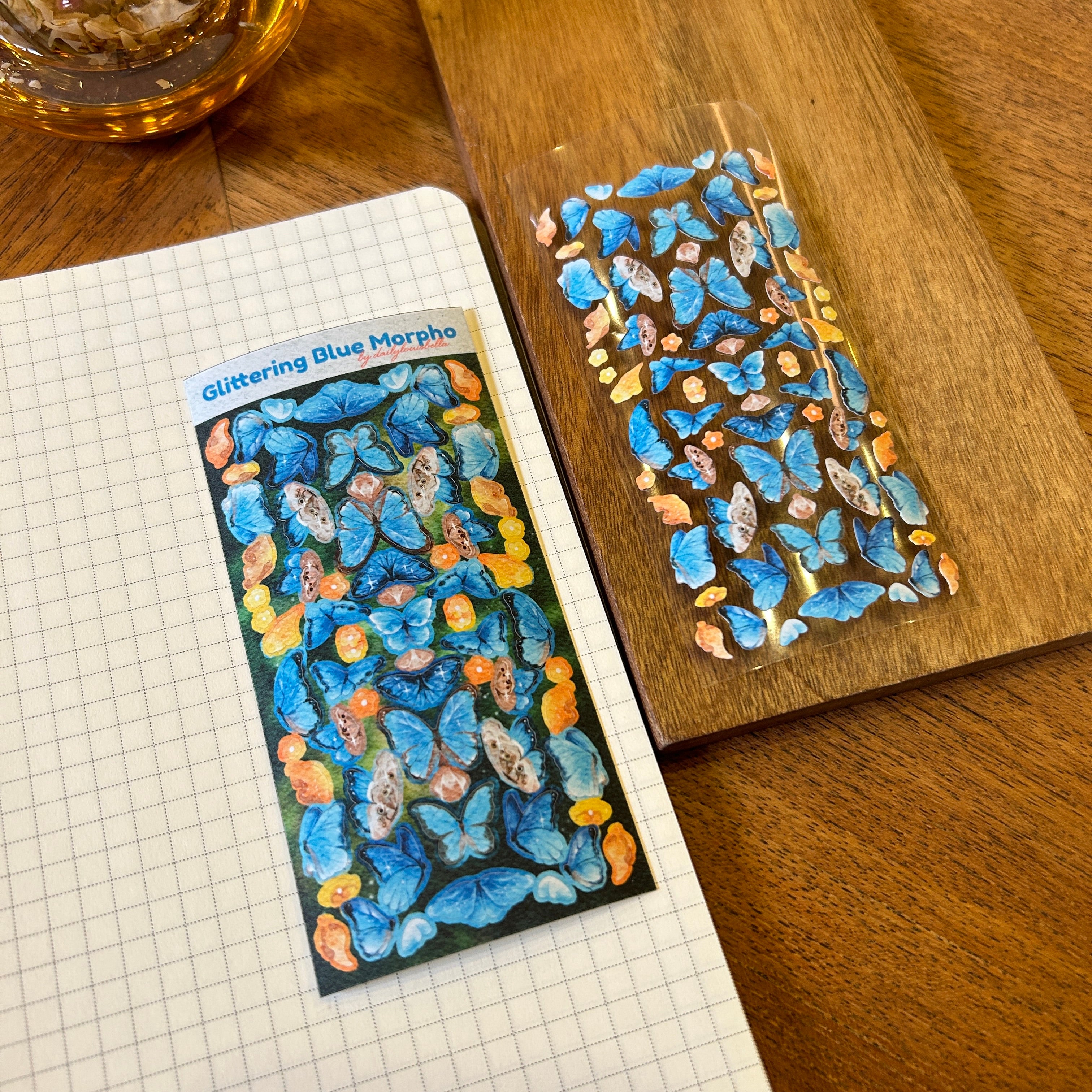 [Dailylouisbella] Glittering Blue Morpho Deco Sticker (Velvet Matte, M ...