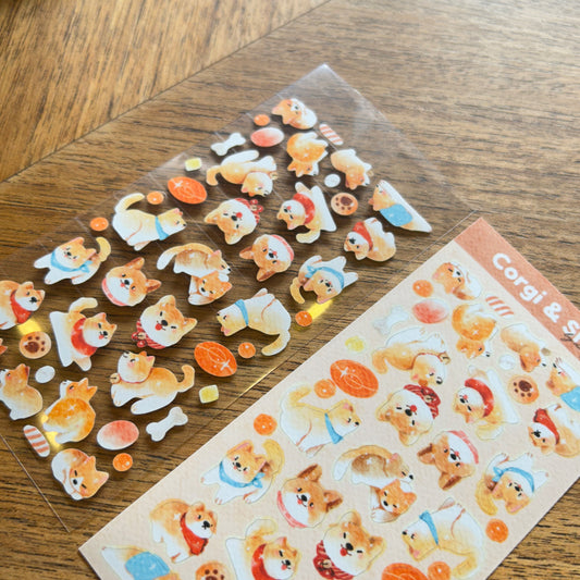 [Dailylouisbella] Corgi and Shibe Deco Sticker (Velvet Matte, Mini)