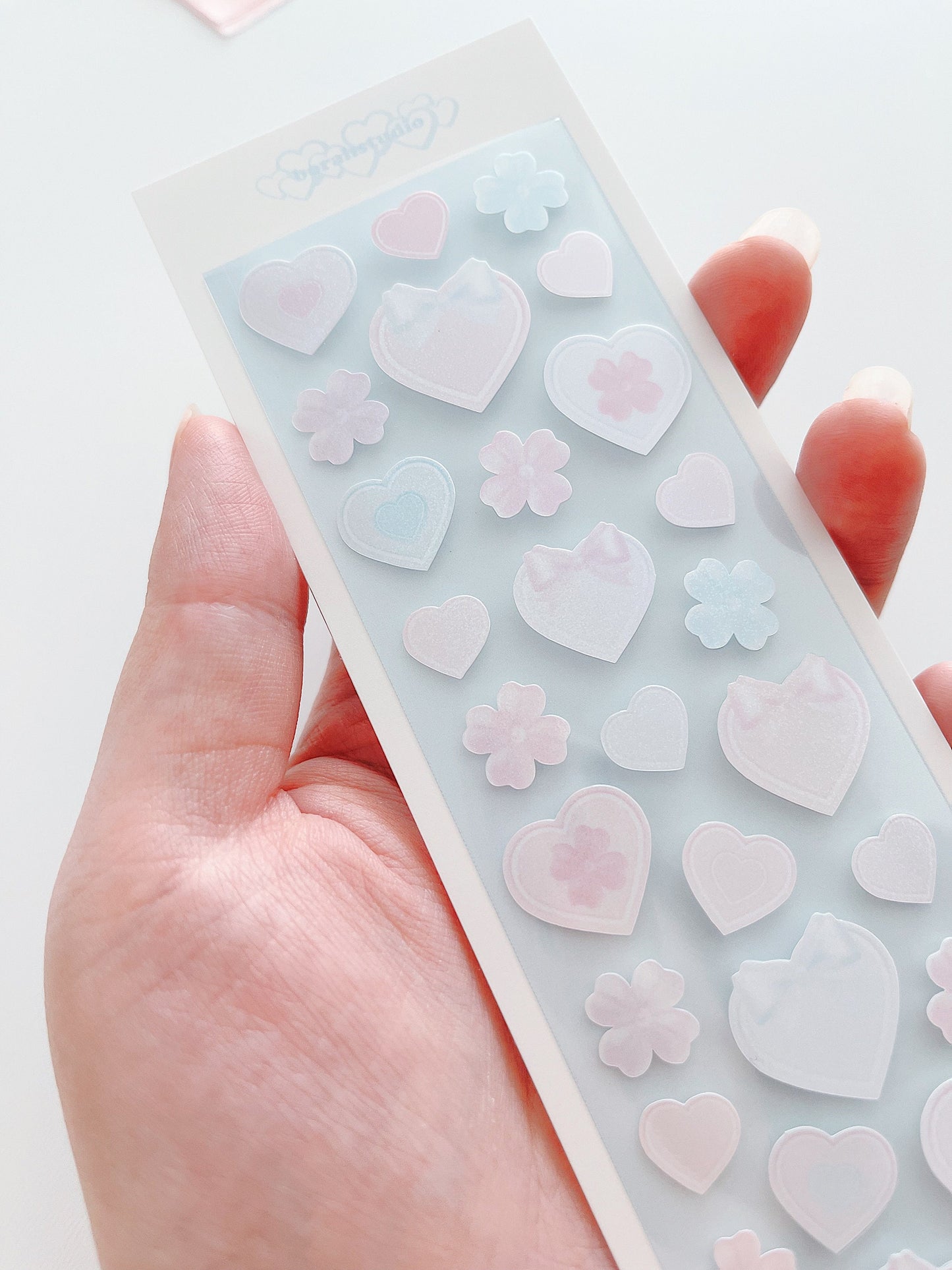 [Borah Studio] Clover Hearts Deco Sticker (Pink Blue)