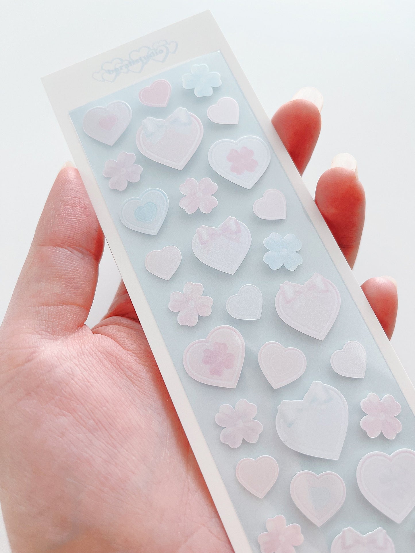 [Borah Studio] Clover Hearts Deco Sticker (Pink Blue)